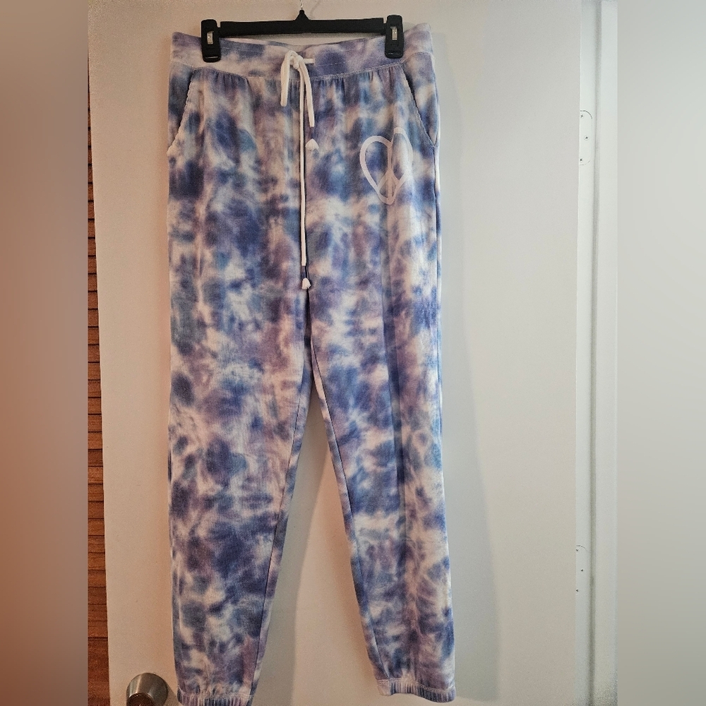 New P.J. Salvage Blue and White Joggers - Picture 1 of 7
